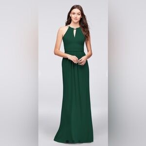 DAVID'S BRIDAL
Crepe Halter Bridesmaid Dress with Beaded Neckline